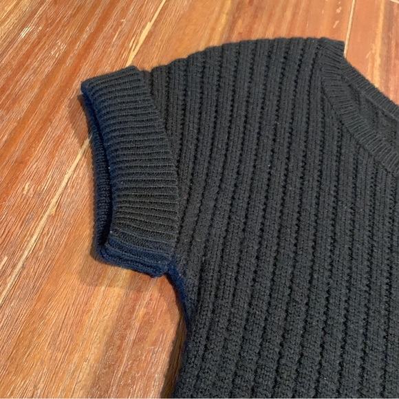 Banana Republic Black Short Sleeve Ribbed Sweater Dress Size 2 - Picture 3 of 6